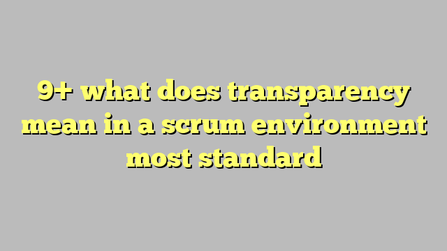 9+ what does transparency mean in a scrum environment most standard